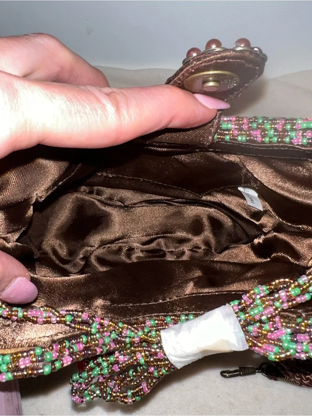 Vintage Prezzo Handcrafted Multicolor Beaded Boho Bag